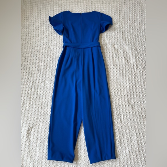 Calvin Klein Flutter Short Split Sleeve Royal Blue Jumpsuit - Picture 6 of 8